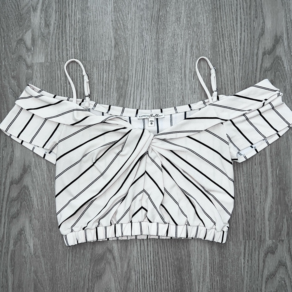 Express Striped Off-Shoulder Top